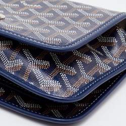 Pre Owned Goyard Blue Goyardine Coated Canvas and Leather Plumet Crossbody Bag