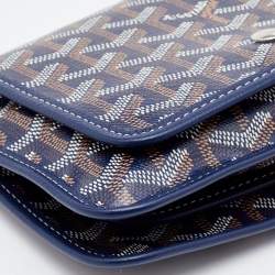Pre Owned Goyard Blue Goyardine Coated Canvas and Leather Plumet Crossbody Bag
