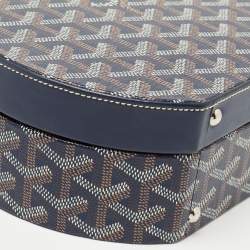 Goyard Navy Blue Goyardine Coated Canvas and Leather Alto Hatbox Trunk Bag