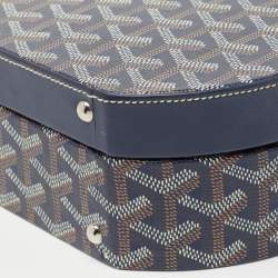 Goyard Navy Blue Goyardine Coated Canvas and Leather Alto Hatbox Trunk Bag