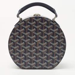 Goyard Navy Blue Goyardine Coated Canvas and Leather Alto Hatbox Trunk Bag