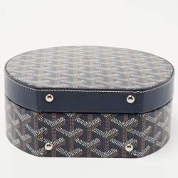 Goyard Navy Blue Goyardine Coated Canvas and Leather Alto Hatbox Trunk Bag