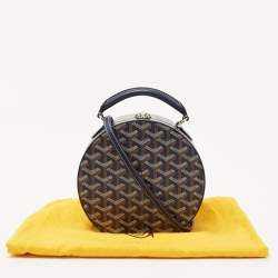 Goyard Navy Blue Goyardine Coated Canvas and Leather Alto Hatbox Trunk Bag