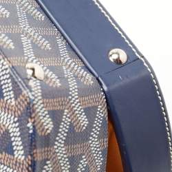Goyard Navy Blue Goyardine Coated Canvas and Leather Alto Hatbox Trunk Bag