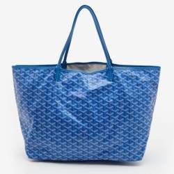 Pre Owned Goyard Blue Goyardine Coated Canvas and Leather Saint Louis GM Tote