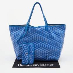 Pre Owned Goyard Blue Goyardine Coated Canvas and Leather Saint Louis GM Tote
