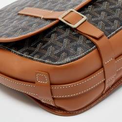 Goyard Brown Goyardine Coated Canvas and Leather Belvedere MM Saddle Bag