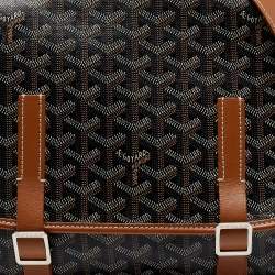 Goyard Brown Goyardine Coated Canvas and Leather Belvedere MM Saddle Bag