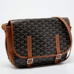 Goyard Brown Goyardine Coated Canvas and Leather Belvedere MM Saddle Bag
