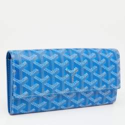 Pre Owned Goyard Blue Goyardine Coated Canvas Varenne Continental Wallet
