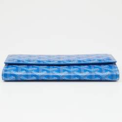 Pre Owned Goyard Blue Goyardine Coated Canvas Varenne Continental Wallet