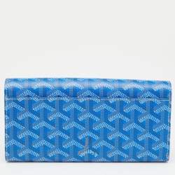 Pre Owned Goyard Blue Goyardine Coated Canvas Varenne Continental Wallet