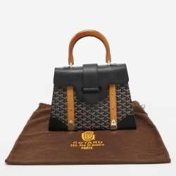 Pre Owned Goyard Black Goyardine Coated Canvas and Leather Saigon MM Top Handle Bag