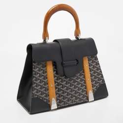 Pre Owned Goyard Black Goyardine Coated Canvas and Leather Saigon MM Top Handle Bag