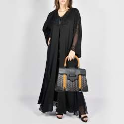 Pre Owned Goyard Black Goyardine Coated Canvas and Leather Saigon MM Top Handle Bag