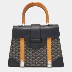 Pre Owned Goyard Black Goyardine Coated Canvas and Leather Saigon MM Top Handle Bag