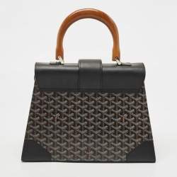 Pre Owned Goyard Black Goyardine Coated Canvas and Leather Saigon MM Top Handle Bag