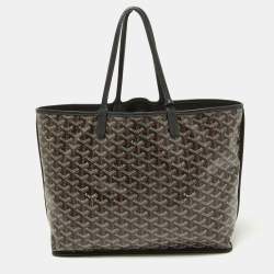 Pre Owned Goyard Brown/Black Goyardine Coated Canvas and Leather Reversible Anjou PM Tote