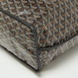 Pre Owned Goyard Brown/Black Goyardine Coated Canvas and Leather Reversible Anjou PM Tote
