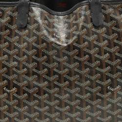 Pre Owned Goyard Brown/Black Goyardine Coated Canvas and Leather Reversible Anjou PM Tote
