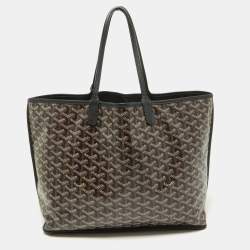 Pre Owned Goyard Brown/Black Goyardine Coated Canvas and Leather Reversible Anjou PM Tote