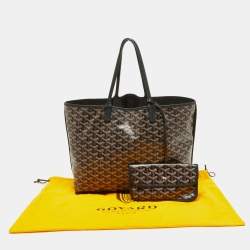 Pre Owned Goyard Brown/Black Goyardine Coated Canvas and Leather Reversible Anjou PM Tote