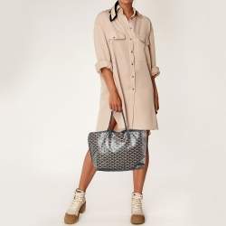 Pre Owned Goyard Brown/Black Goyardine Coated Canvas and Leather Reversible Anjou PM Tote