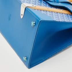 Goyard Blue Goyardine Coated Canvas and Leather Saigon MM Top Handle Bag