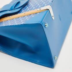 Goyard Blue Goyardine Coated Canvas and Leather Saigon MM Top Handle Bag