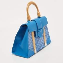 Goyard Blue Goyardine Coated Canvas and Leather Saigon MM Top Handle Bag