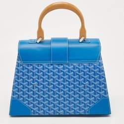 Goyard Blue Goyardine Coated Canvas and Leather Saigon MM Top Handle Bag