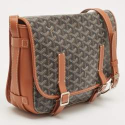 Goyard Black/Brown Goyardine Coated Canvas and Leather Belvedere MM Saddle Bag