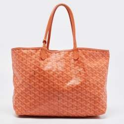Pre Owned Goyard Orange Goyardine Coated Canvas and Leather Saint Louis PM Tote