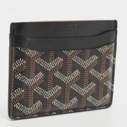 Pre Owned Goyard Black Goyardine Coated Canvas and Leather Saint Sulpice Card Holder