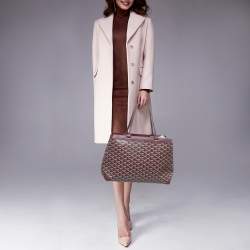 Pre Owned Goyard Burgundy Goyardine Coated Canvas and Leather Bellechasse PM Tote