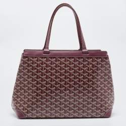 Pre Owned Goyard Burgundy Goyardine Coated Canvas and Leather Bellechasse PM Tote