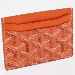 Pre Owned Goyard Orange Goyardine Coated Canvas and Leather Saint Sulpice Card Holder