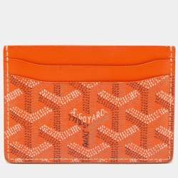 Pre Owned Goyard Orange Goyardine Coated Canvas and Leather Saint Sulpice Card Holder