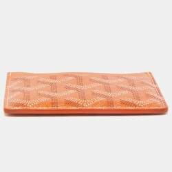 Pre Owned Goyard Orange Goyardine Coated Canvas and Leather Saint Sulpice Card Holder