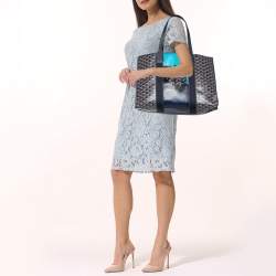 Goyard Blue Goyardine Coated Canvas and Leather Villette MM Tote