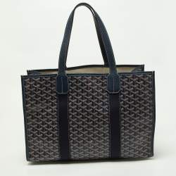 Goyard Blue Goyardine Coated Canvas and Leather Villette MM Tote