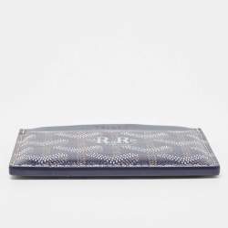 Pre Owned Goyard Blue Coated Canvas Saint Sulpice Card Holder 
