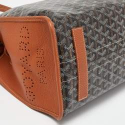 Pre Owned Goyard Brown Goyardine Coated Canvas and Leather Hardy PM Tote