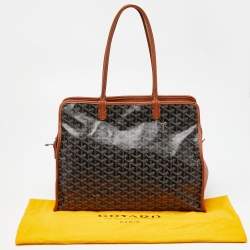 Pre Owned Goyard Brown Goyardine Coated Canvas and Leather Hardy PM Tote