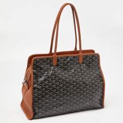 Pre Owned Goyard Brown Goyardine Coated Canvas and Leather Hardy PM Tote