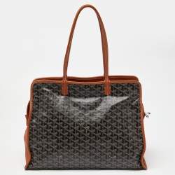Pre Owned Goyard Brown Goyardine Coated Canvas and Leather Hardy PM Tote