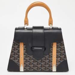 Goyard Black Goyardine Coated Canvas and Leather PM Saigon Top Handle Bag