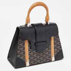 Goyard Black Goyardine Coated Canvas and Leather PM Saigon Top Handle Bag