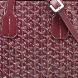Pre Owned Goyard Burgundy Goyardine Coated Canvas and Leather Voltaire Tote