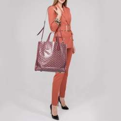 Pre Owned Goyard Burgundy Goyardine Coated Canvas and Leather Voltaire Tote